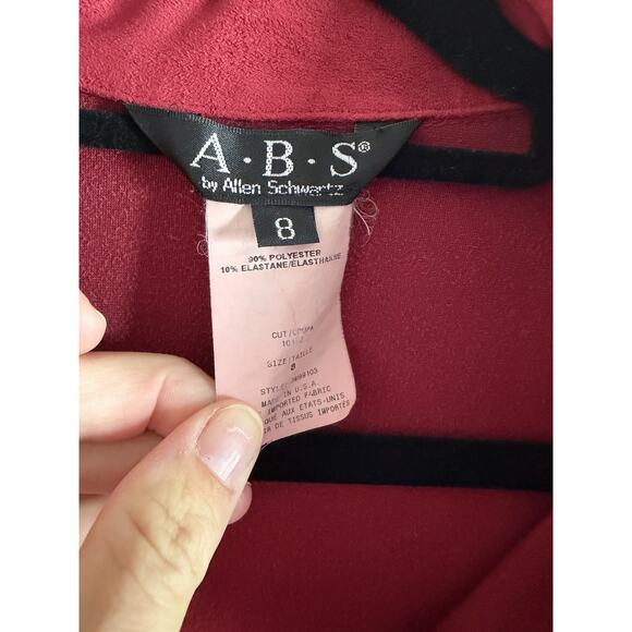 ABS by Allen Schwartz Suede Long sleeve Dress Red Size 8 Button Front Holiday - Picture 4 of 6